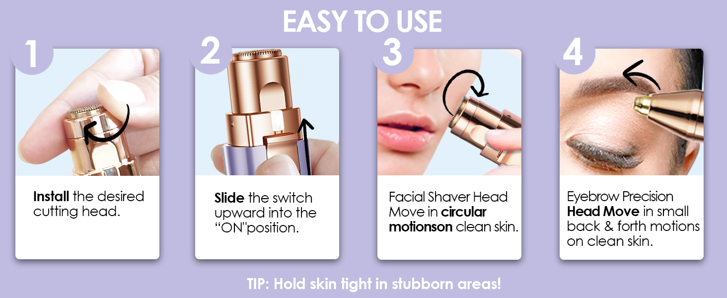 Триммер для обличчя та брів VG VOGCREST 2-в-1 з LED-підсвіткою (Рожеве золото, Фіолетовий)