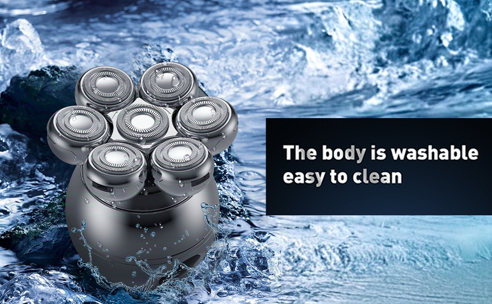 Електричний гострострумний апарат для гоління чоловічий 6-в-1 з LED дисплеєм, IPX6 водонепроникний, бездротовий, з індикатором заряду батареї