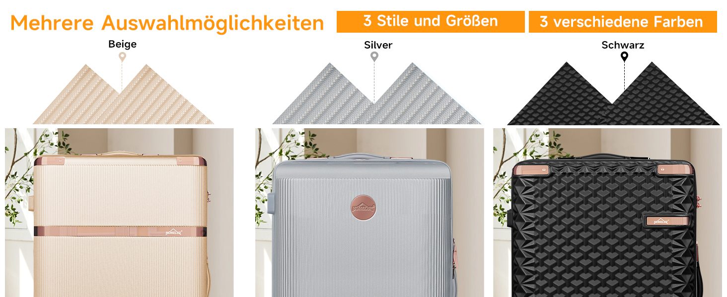 Набір валіз Homelux 3 шт. Бежевий, ABS, Hartschale (твердий корпус), M-L-XL, 1003-beige