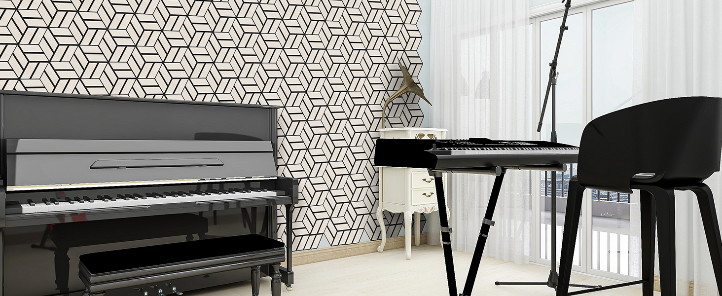 Акустичні настінні панелі JAMELO з шпоном горіха, самоклейні 3D гексагональні панелі для стін та стелі, 30x15x1.2 см, 10 шт, колір горіх