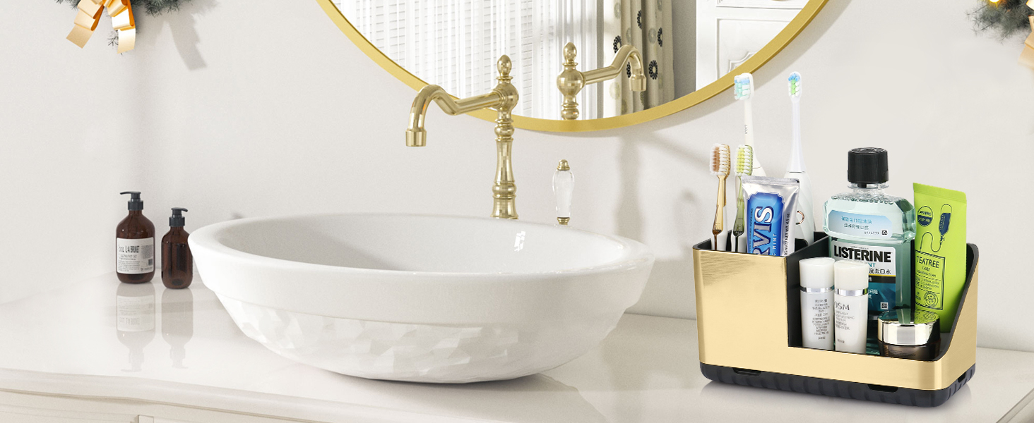 Тримач для зубних щіток у ванну кімнату: органайзер для електричної та звичайної зубної щітки з отвором для стоку води (сірий, чорний)