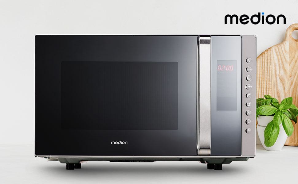 Мікрохвильова піч з грилем та конвекцією MEDION 3 в 1, 23 л, 800 Вт (1200 Вт гриль/конвекція), MD17495, срібляста