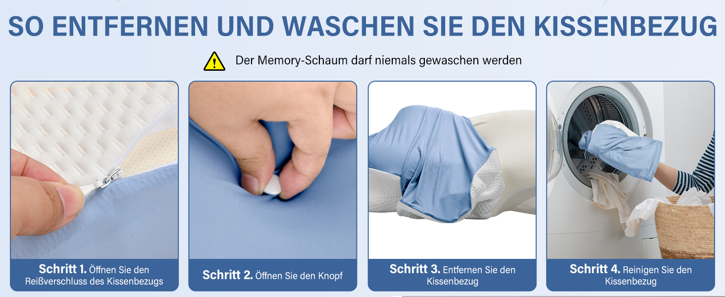 Подушка для шиї Ehomfory з ефектом пам'яті, дихаюча, ергономічна, для сну на боці, спині та животі (Блакитна)