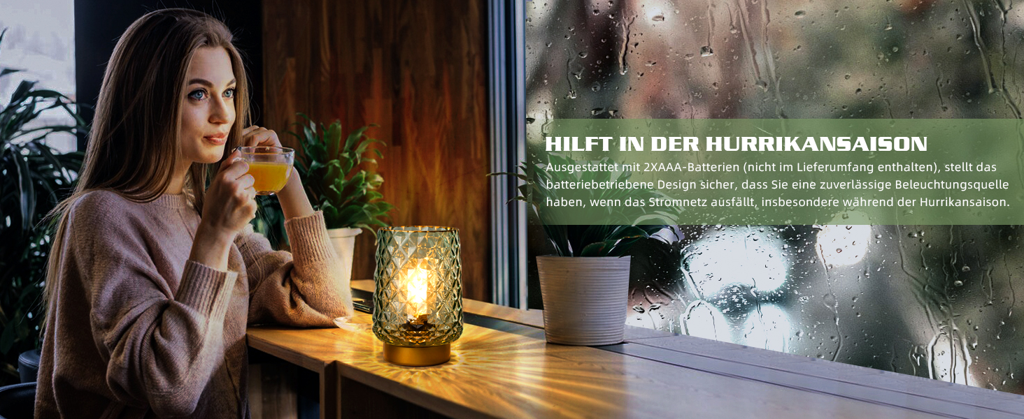 LED настільна лампа MJ PREMIER: акумуляторна, сенсорне керування, регулювання яскравості, скло, USB зарядка, аварійне освітлення (зелена)