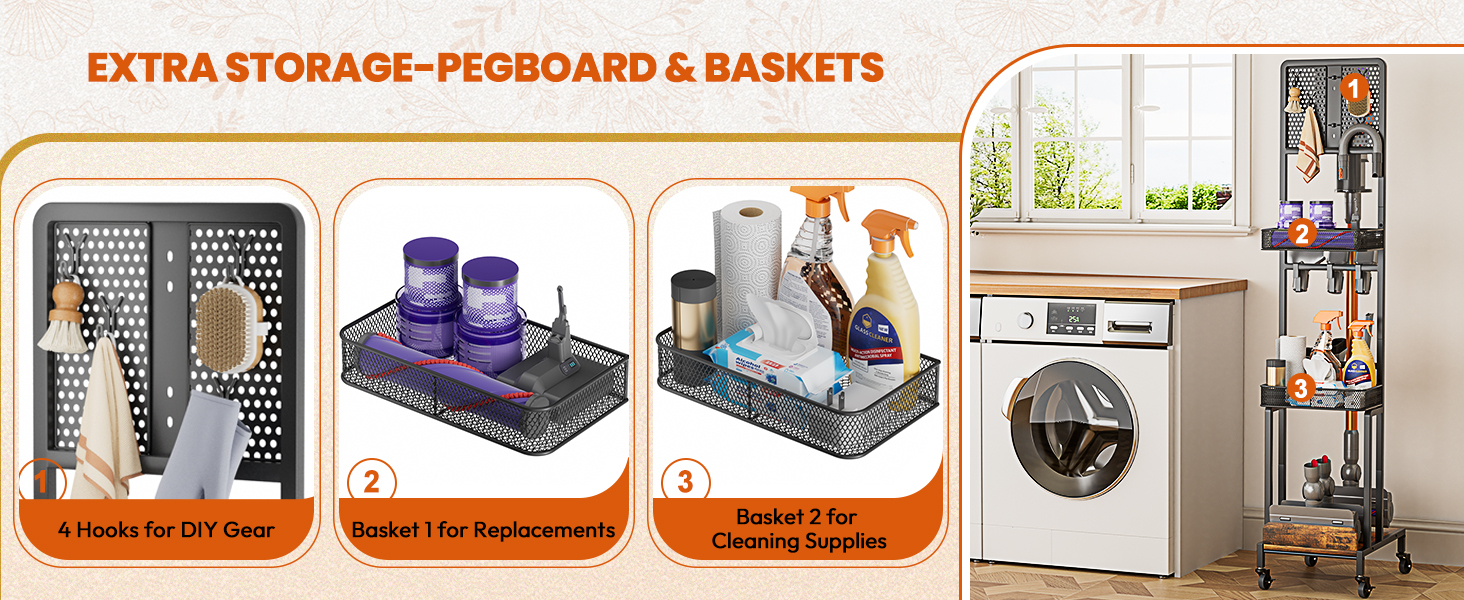 Підставка для пилососа Bikoney сумісна з Dyson V15, V12, V11, V10, V8, V7, V6, Gen5, з аксесуарами та місцем для зберігання