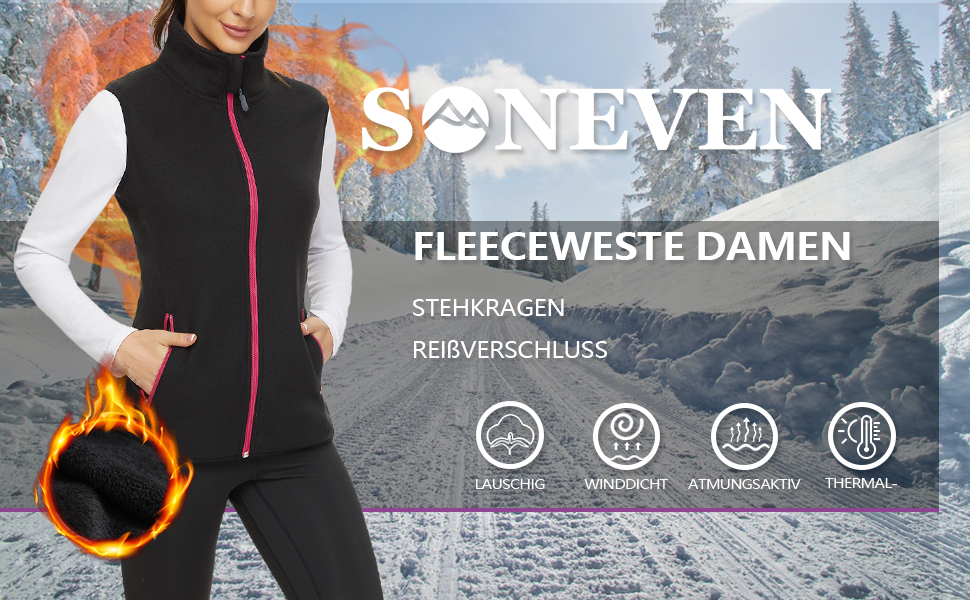 Жіноча флісова жилетка Soneven для активного відпочинку: біг, походи, їзда верхи. Легка, тепла, вітрозахисна, з блискавкою. Чорний колір, розмір M.
