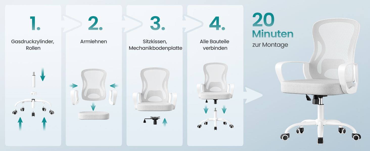 Офісне крісло SONGMICS з ергономічною підтримкою спини, дихаюча сітка, регульована підголівник, для дому та офісу, OBN041B01 (Тауновий сірий)