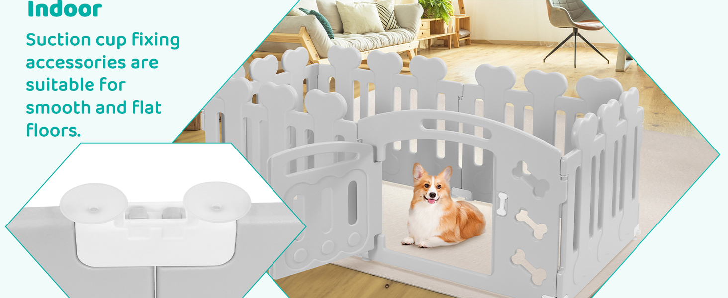 Laufstall для цуценят MAMIZO 60 см: пластиковий загончик з тором, сірий-білий, 5+1 панель