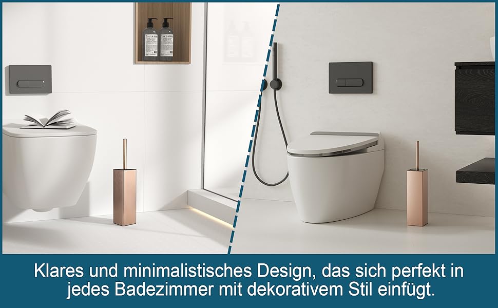 Набір для туалету BVL з щіткою та тримачем, метал, рожеве золото, 2 насадки