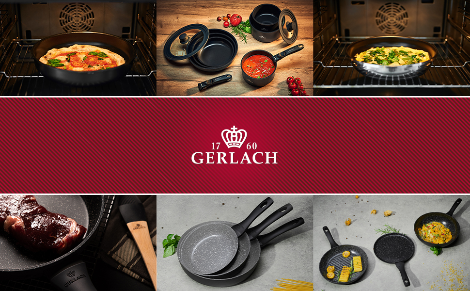 Сковорода Gerlach Prestige 24 см з нержавіючої сталі для газових, електричних, індукційних та керамічних плит - срібляста