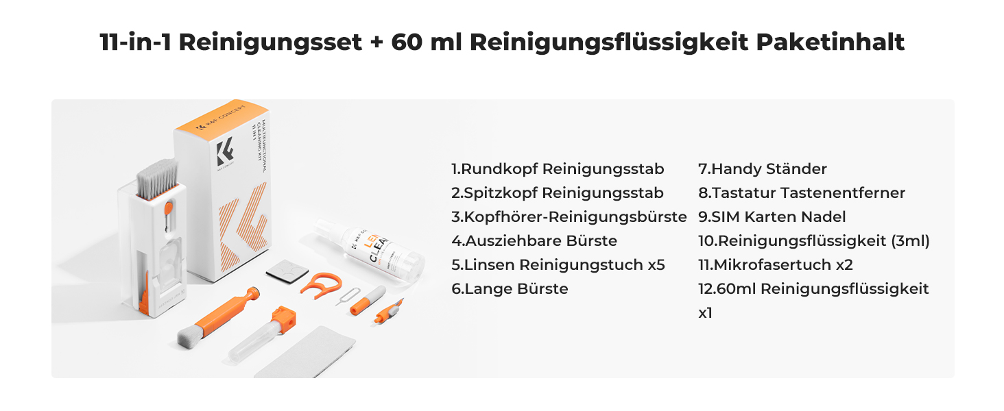 Набір для чищення електроніки K&F Concept 11 в 1: Airpods, клавіатури, ноутбуки, навушники, телефони, камери