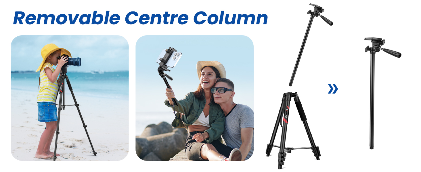 Штатив Victiv 162 см: розширюваний штатив з пультом для iPhone/Samsung/Huawei, для смартфонів та легких камер, 3-х стороння головка