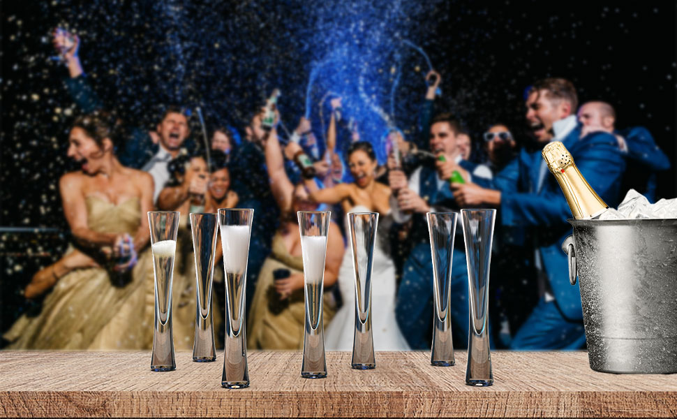 Набір з 2 склянок для шампанського 145 мл, склянки з кришталю, для шампанського, просекко, лікеру, ручної роботи, прозорі