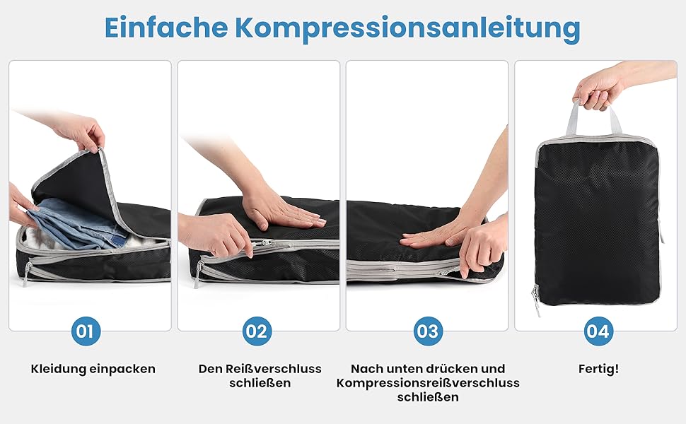 Набір кубиків-органайзерів для подорожей MEUVO - 7 шт. Компресійні сумки для валізи/рюкзака, чорні