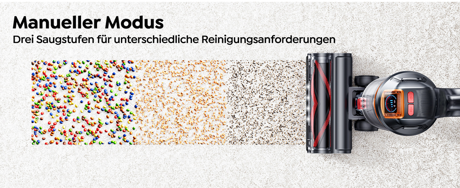 SMOTURE Бездротовий пилосос 650W, 50KPA, для видалення шерсті тварин, 60 хв роботи, самостійна підставка, зарядка на стіні, автоматичний режим для килима/підлоги