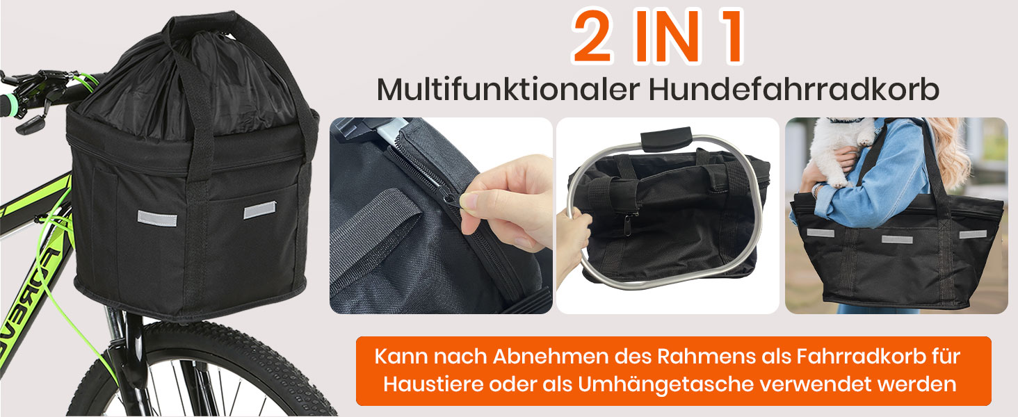 Складаний водонепроникний кошик на кермо велосипеда, знімний, з алюмінієвого сплаву, для собак, котів, невеликих тварин, для пікніка, покупок (Чорний)