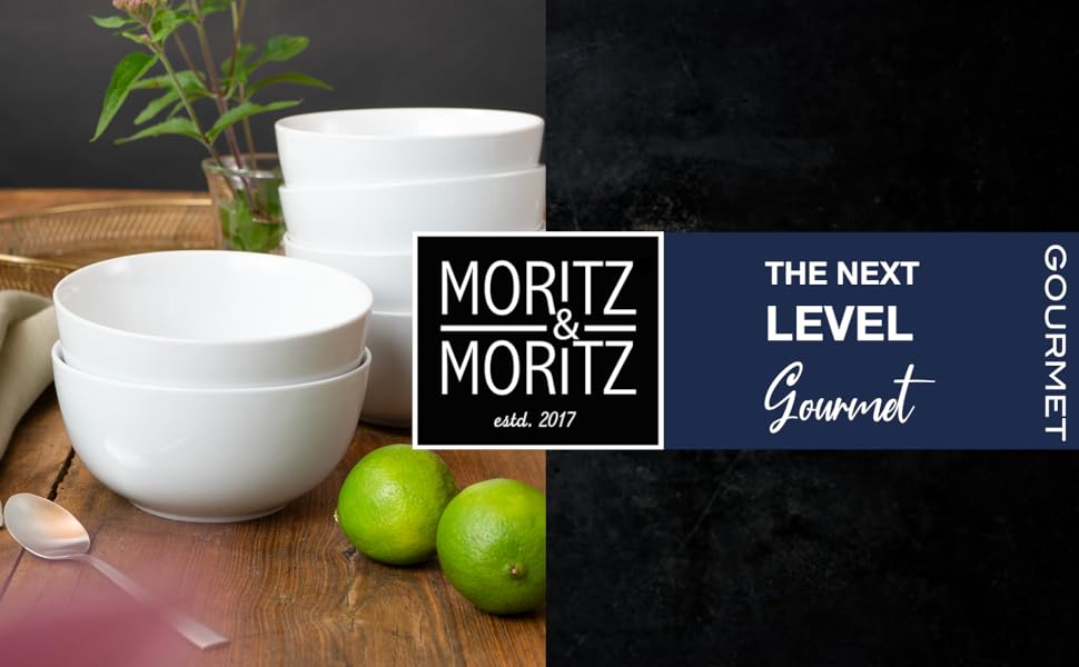 Набір салатників Moritz & Moritz BASIC, 6 шт. - діаметр 14 см, об'єм 500 мл - з якісного порцеляну, білий - для супів, салатів, десертів, мюслі