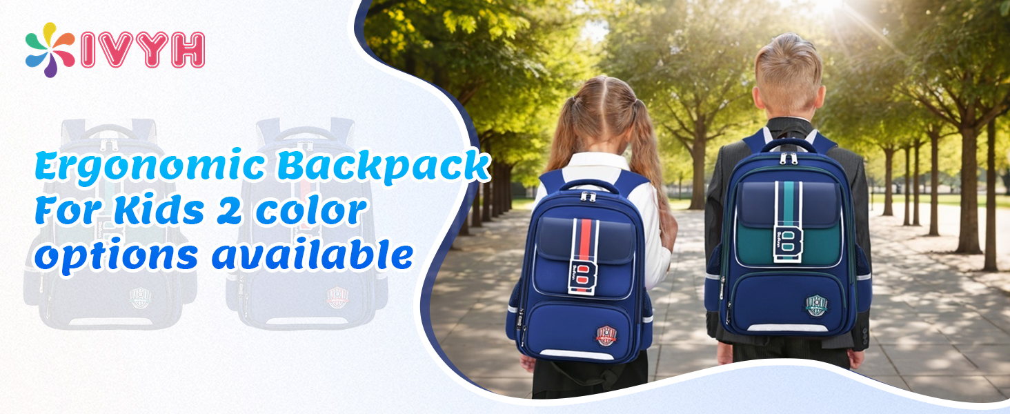 Шкільний рюкзак для хлопчика IvyH, 2-5 клас, 20 літрів. Ергономічний дитячий рюкзак для початкової школи, водонепроникний, 8-12 років, темно-синій/червоний