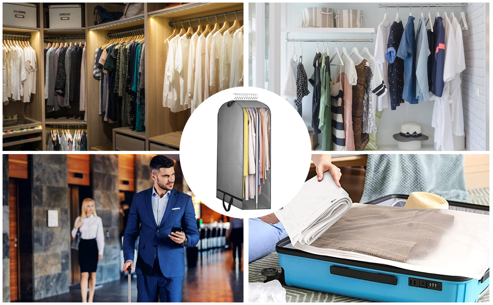 Чохли для одягу 2 шт. WwuHua, 110*60*25 см, сірі, з блискавкою, для костюмів, вечірніх суконь, пальто, жакеток