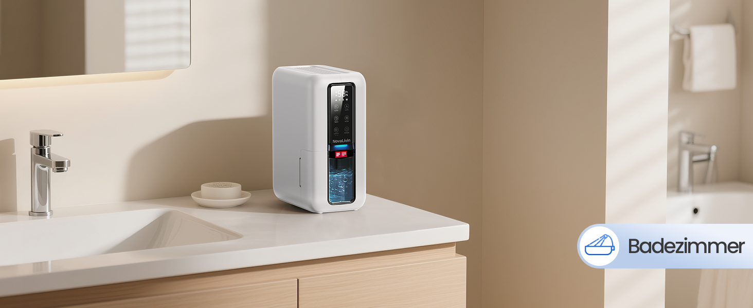 Електричний осушувач повітря з 2L резервуаром для води, автоматичне вимкнення та регулювання вологості, для ванної кімнати, спальні, шафи (білий)