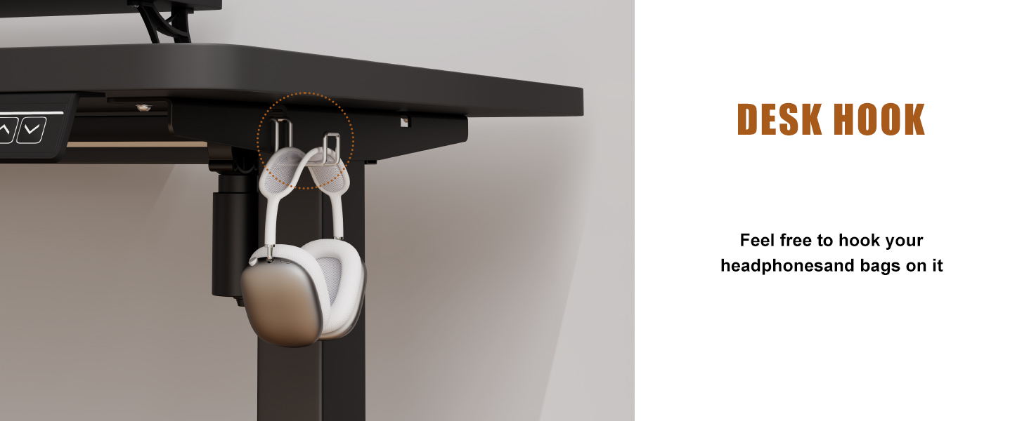 Adjustable Height Standing Desk with Monitor Stand - Electric Ergonomic Desk, 120x60cm & 180x80cm White/Black