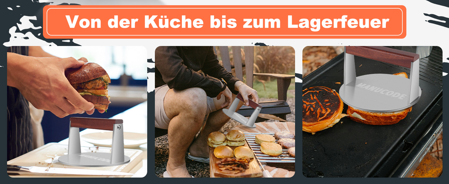 Прес для smash-бургерів із нержавіючої сталі, круглий, 17 см, 1000 г — Вага для стейків та бургерів