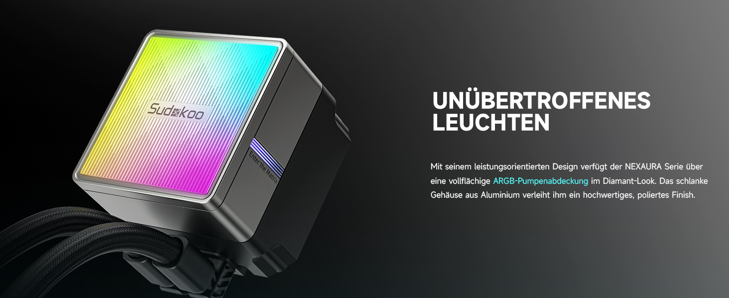 Система водяного охолодження Nexaura 360: AIO з 3 вентиляторами PWM ARGB та тихою помпою (2500–3600 RPM) для Intel LGA 1851/1700/1200/115X AMD AM5/AM4, чорний