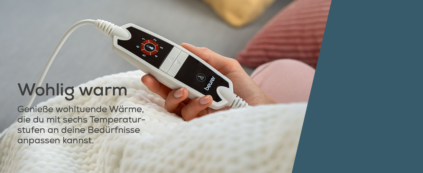 Електрична ковдра Beurer HD 75 Nordic з штучним хутром, 6 температурних режимів, автовимкнення, 180x130 см, бежево-коричнева