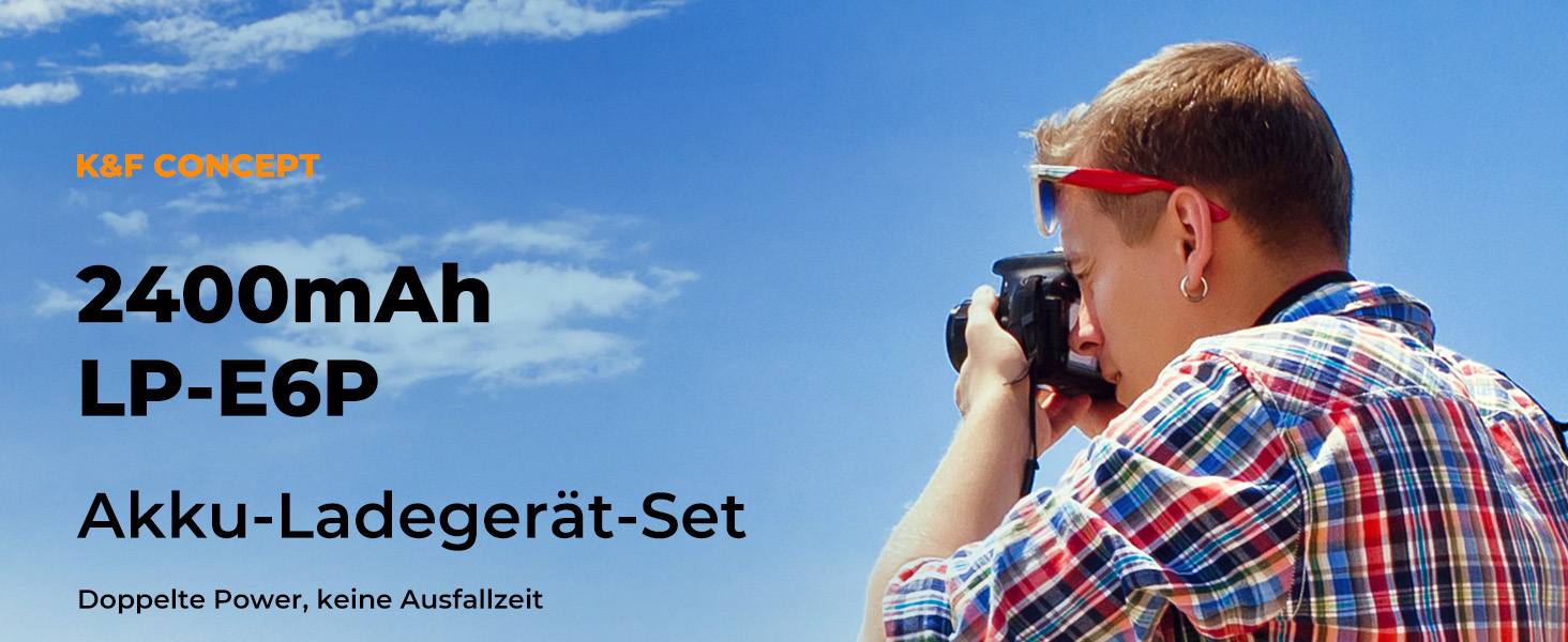 Акумулятор для камери Canon K&F CONCEPT LP-E6P 2400mAh (2 шт.) з зарядним пристроєм, сумісний з EOS R5 Mark II, R5, R6, R7