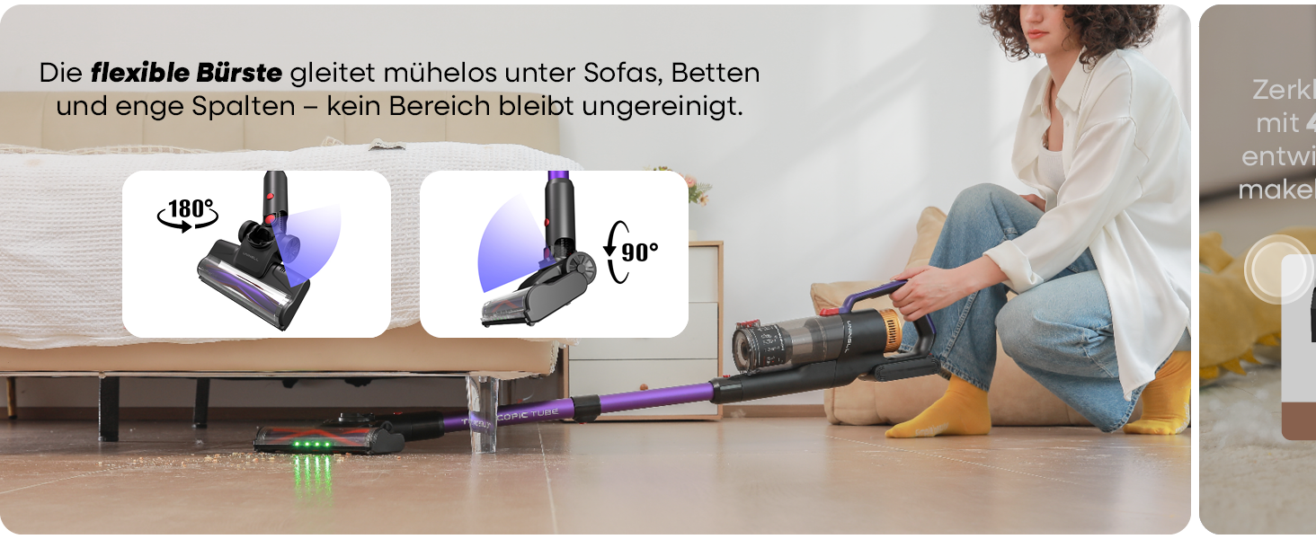 Бездротовий акумуляторний пилосос UNINELL HOME 48000Pa/550W з LED-дисплеєм та антизаплутана насадка. Підходить для килима, твердого покриття та шерсті тварин. Колір: фіолетовий