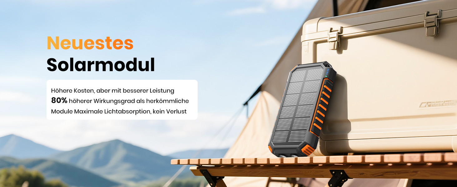 Сонячний Power Bank 27000mAh 15W з LED-ліхтариком та 5 виходами – зарядний пристрій для iPhone/Android (Orange)