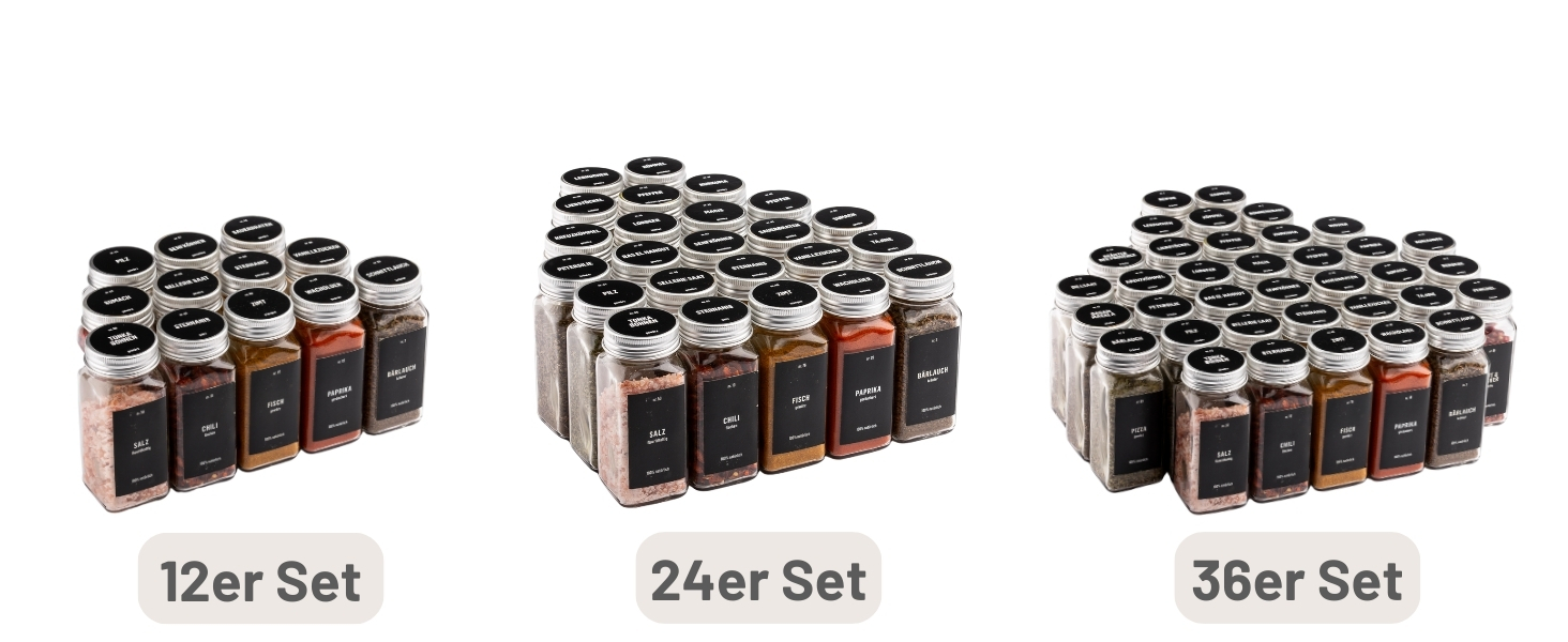 Набір скляних банок для спецій Deco haus® 24 шт. з кришками та ситечко - органайзер для спецій