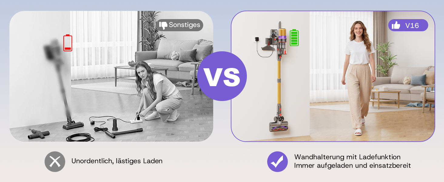 Бездротовий акумуляторний пилосос V16 600W з LED-дисплеєм та автоматичним режимом. Підходить для твердих підлог, килимів та видалення шерсті тварин.