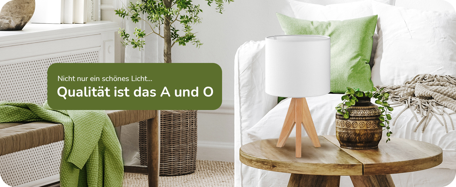 Настільна лампа EDISHINE 2 шт. з дерева, LED, з абажуром з льону кольору бежевого, патрон E27, з лампочкою, вінтажний дизайн, для спальні, вітальні, подарунок