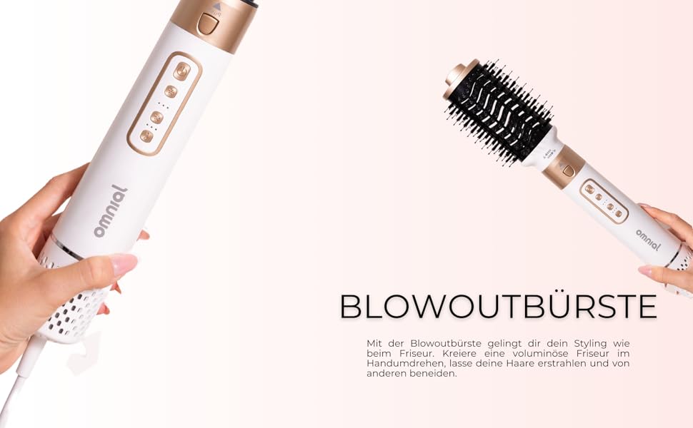 Omnial Omniair Pro 5в1: Станція для укладки волосся з 5 насадками, 3 температурні та 3 режими повітря, Coldshot для фіксації, підходить для всіх типів волосся