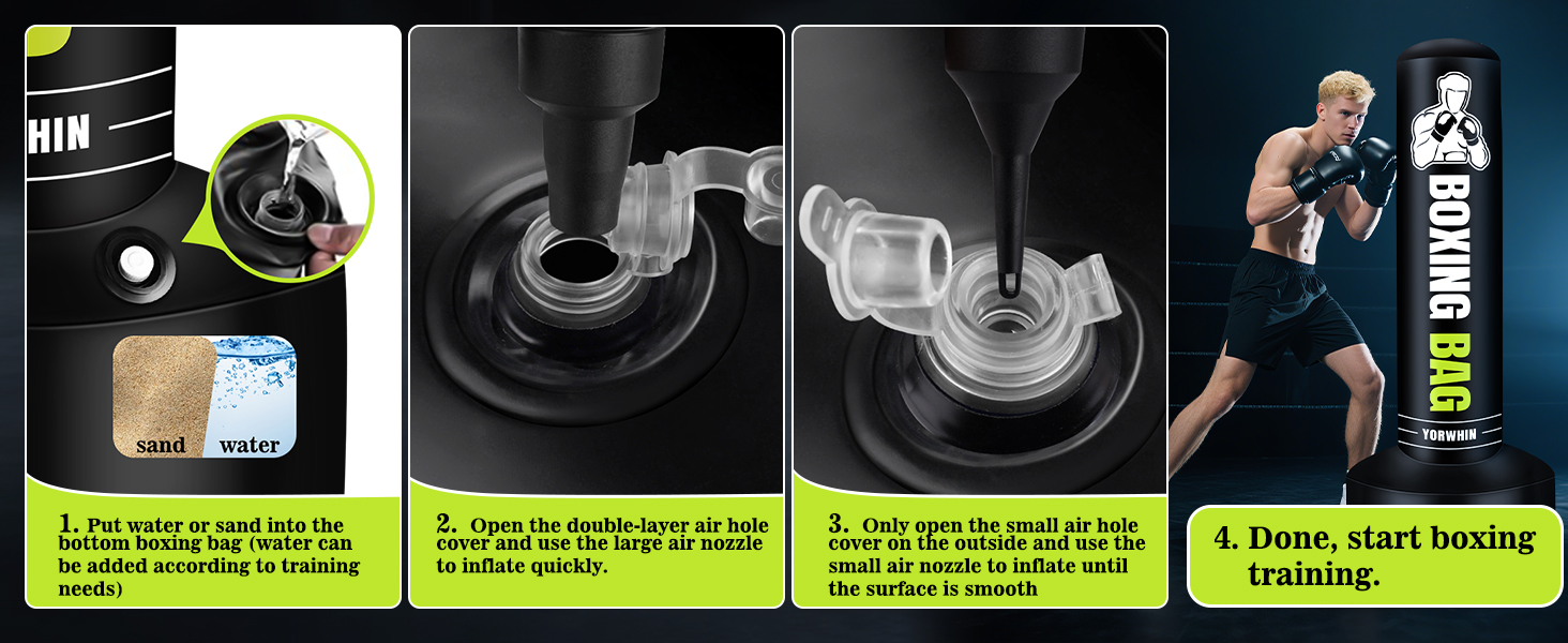 Надувний боксерський мішок для дорослих, стоячий боксерський мішок, самостійний мішок для кікбоксингу, обладнання для тренувань MMA, Муай Тай, фітнесу (стиль Power Punch A)