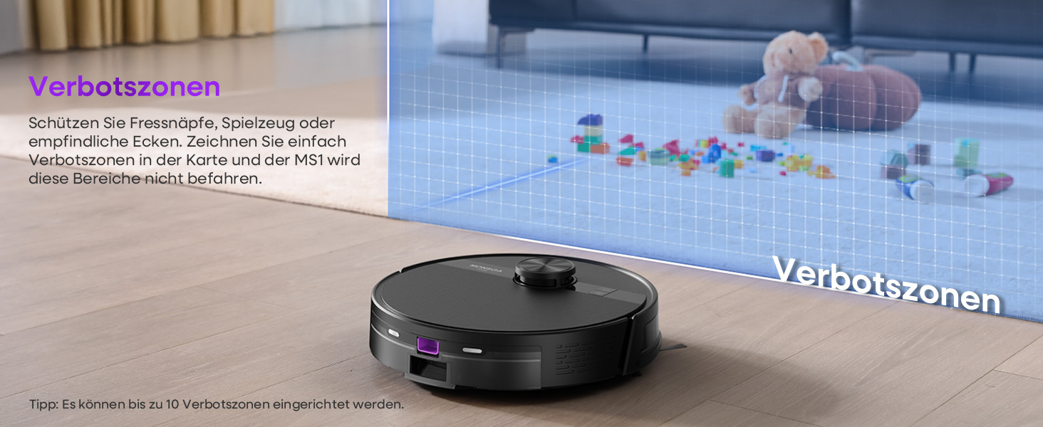 Робот-пилосос MONSGA з функцією миття, потужність 5000Pa, час роботи 180 хв, система захисту від спутання, навігація LiDAR, для килима, шерсті тварин, керування через додаток та пульт (чорний)