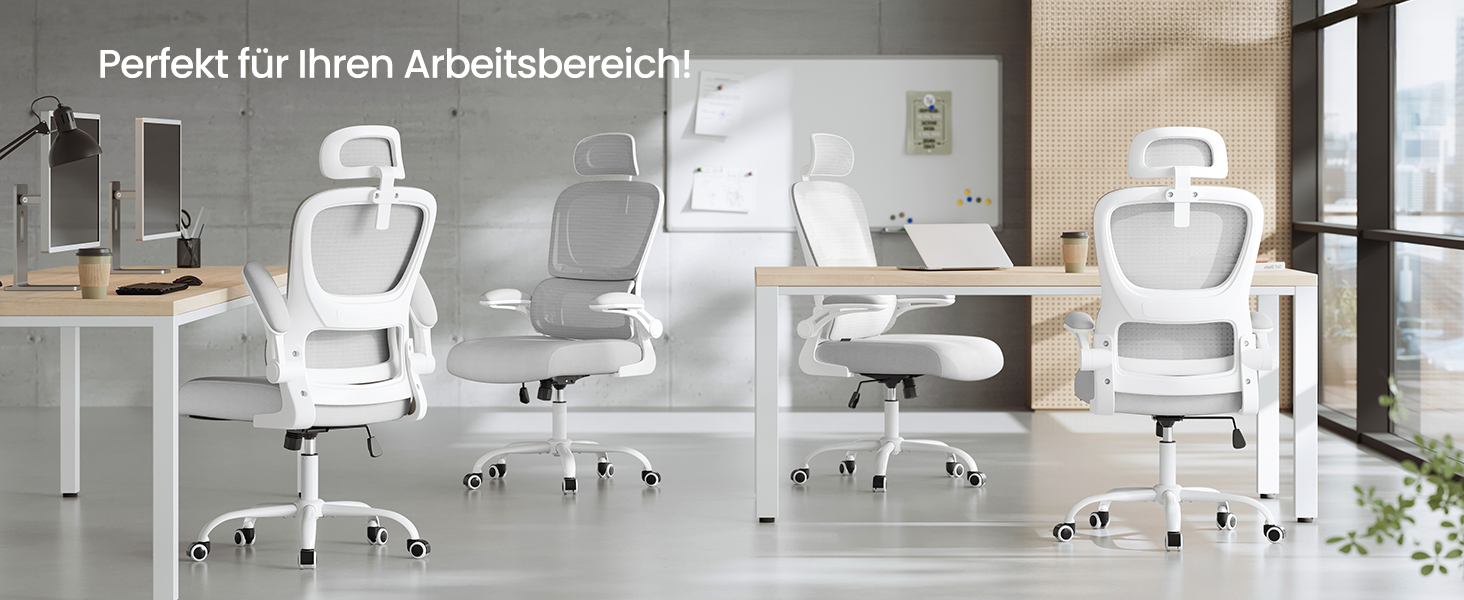 Офісний стіл SONGMICS, ергономічне крісло з сіткою, з адаптивною поперековою підтримкою та регульованою підголівником, для дому та офісу, сірий (OBN041G01)