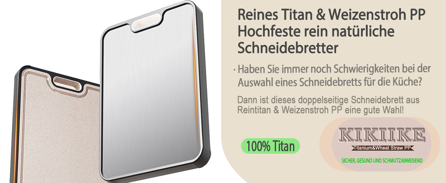 Дошка для нарізання Titan, двостороння, з чистого титану, кухонна, безпечна для продуктів харчування, з антипригарним покриттям, довговічна та легка у митті, 39 x 28 см