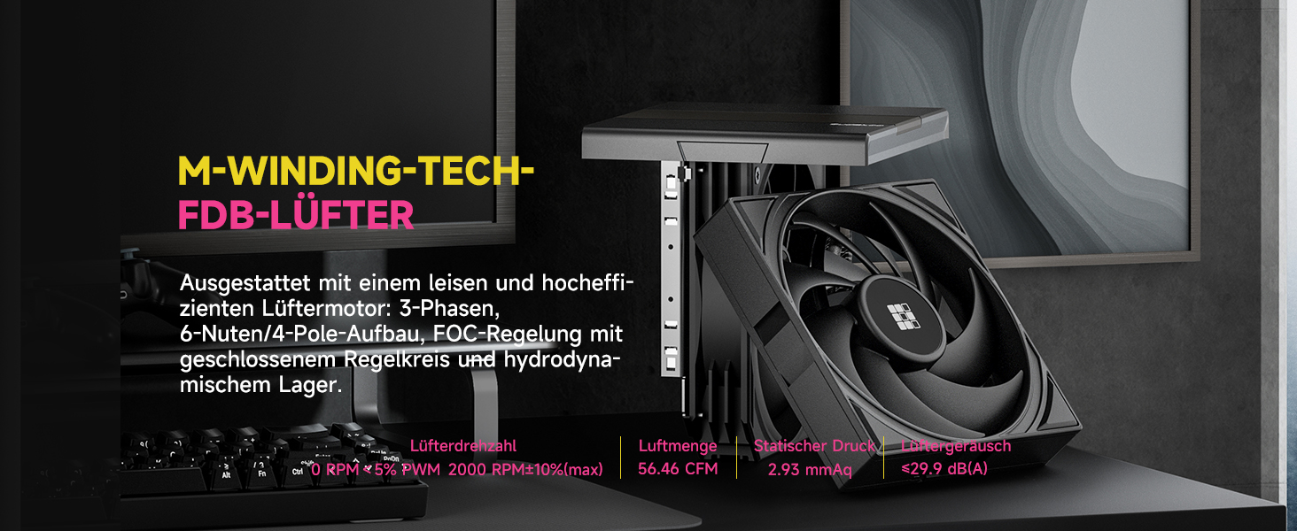 Кулер для процесора Sudokoo SK620 AM5: Двовежевий CPU кулер з цифровим дисплеєм, 6 теплотрубками та 2 вентиляторами PWM FDB 120мм, чорний