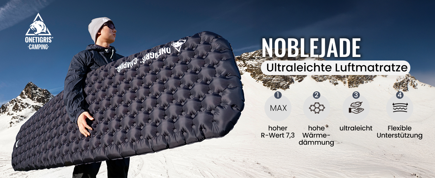 Каремат надувний OneTigris NOBLEJADE 10 см для кемпінгу, туризму, автомобіля (R-7.3) з помпою