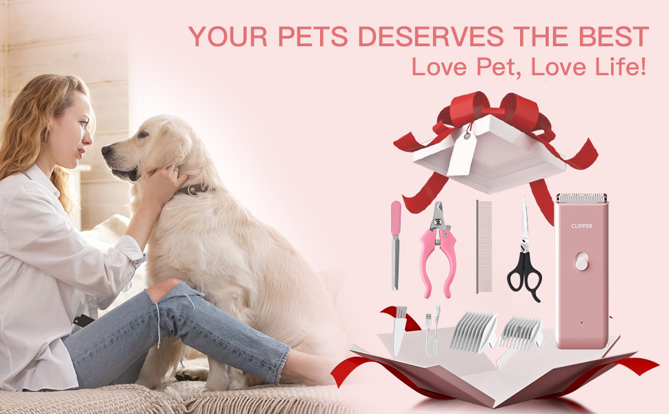 Професійний набір для грумінгу котів та собак Favrison: тиха машинка для стрижки, набір для догляду за шерстю