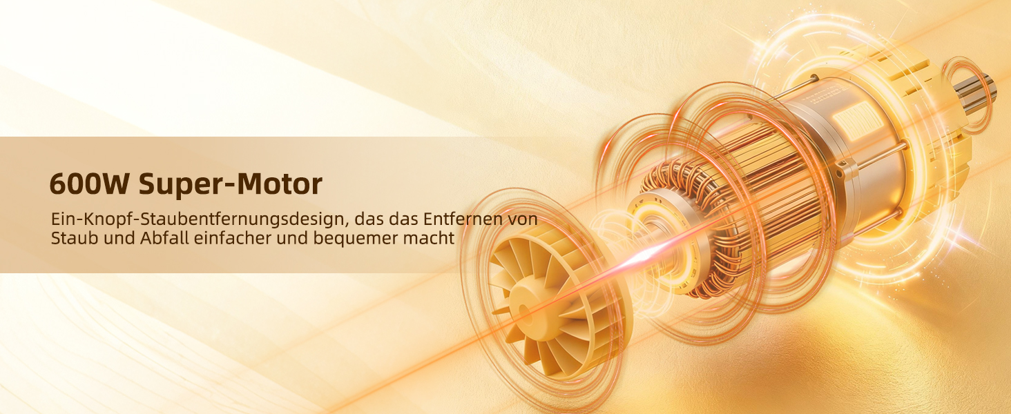 Бездротовий акумуляторний пилосос 58000Pa/550W з LED-дисплеєм та антизаплутувальною насадкою, об'єм 1.8L, для видалення шерсті тварин, килимів, твердих поверхонь та авто, колір золотий