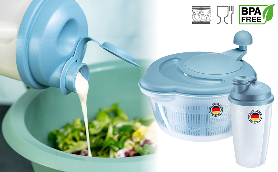 Westmark Fortuna: Салатниця-швидкообертач, 5 л, пластик, BPA-Free, блакитна