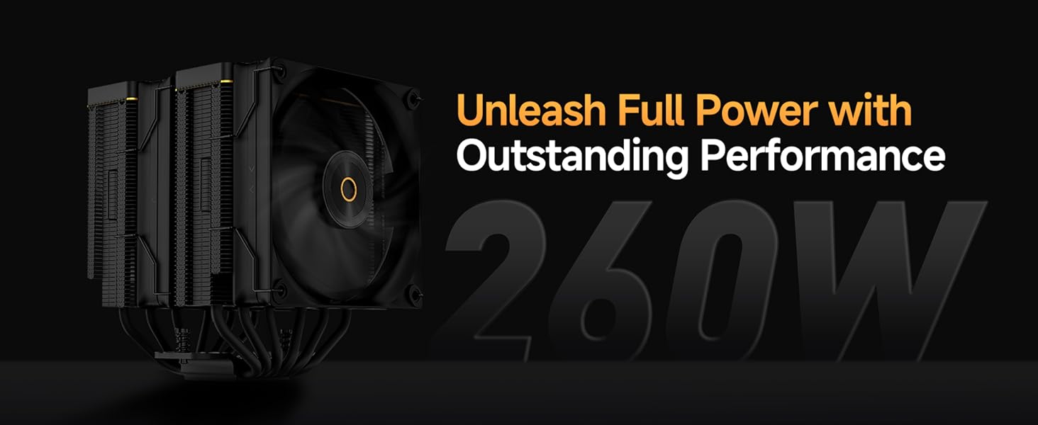 Ocypus Iota A62 BK: Кулер для CPU з цифровим дисплеєм, 6 теплових трубок, 2 вентилятори 120mm, підтримка AMD AM4/AM5, Intel LGA 115X/1200/1700/1851