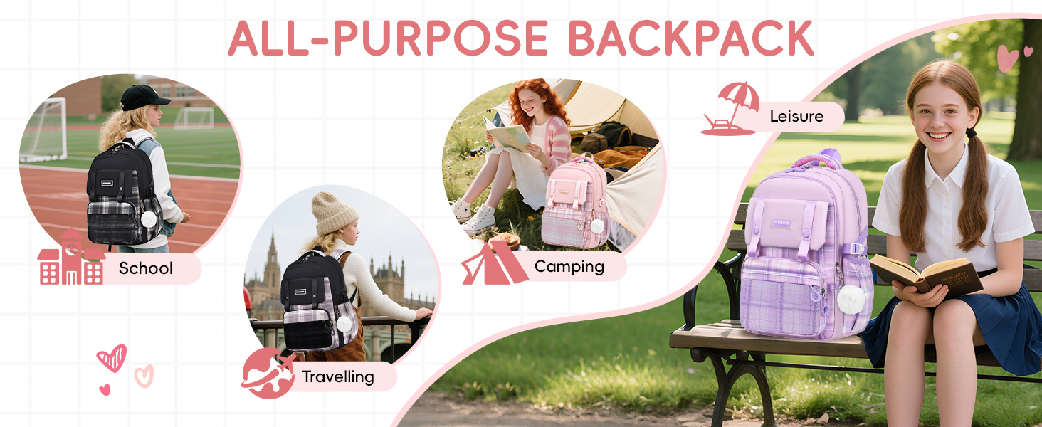 Шкільний рюкзак для дівчаток 1-5 клас, 2025. Ергономічний рюкзак для дітей з нагрудним ременем, водонепроникний, 27L, чорний. Kawaii дизайн.