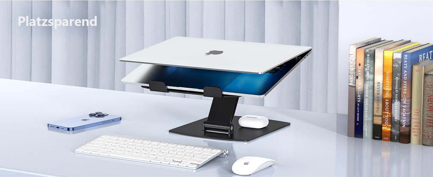 Підставка для ноутбука Glangeh, регульована по висоті, ергономічна, портативна, для столу, складна, з алюмінію, сумісна з MacBook Air Pro (10–16 дюймів), чорна