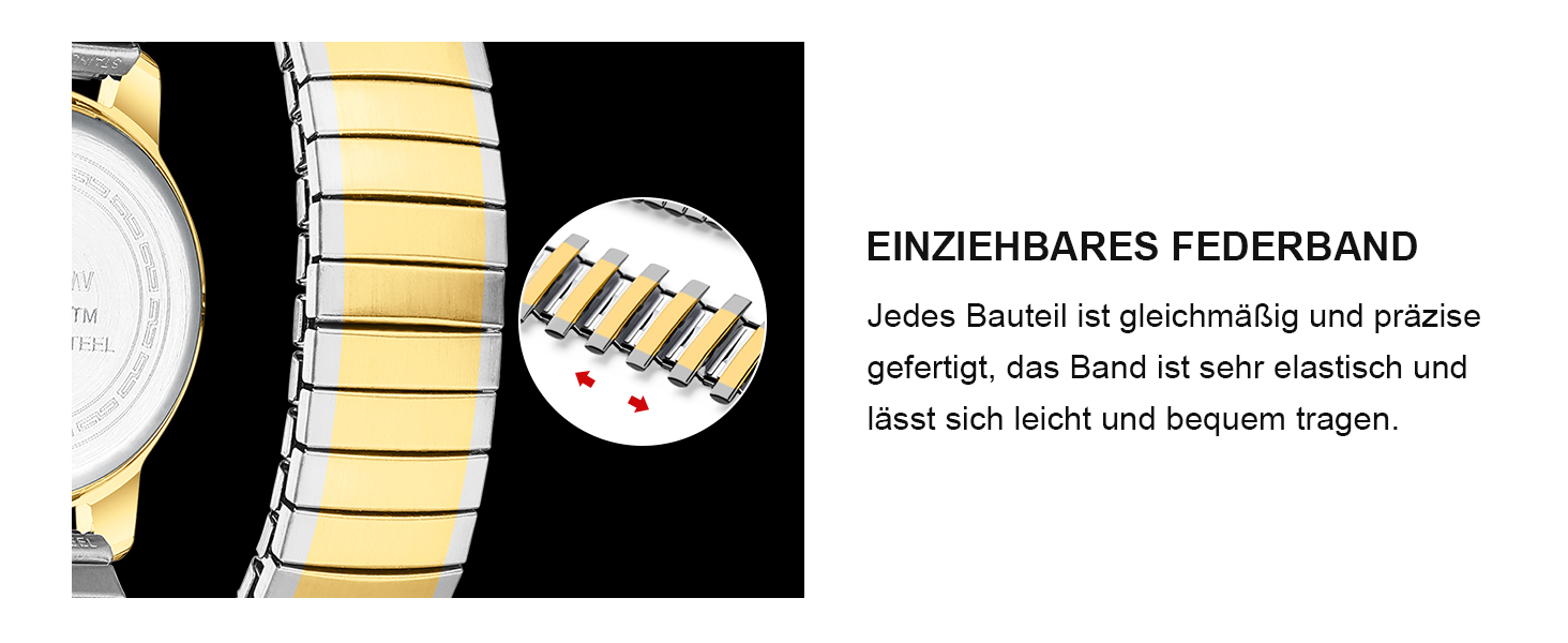 Жіночий годинник LN LENQIN: Водонепроникні годинники для жінок з нержавіючої сталі, кварцовий механізм, регульований браслет (сріблястий, золотий, білий)