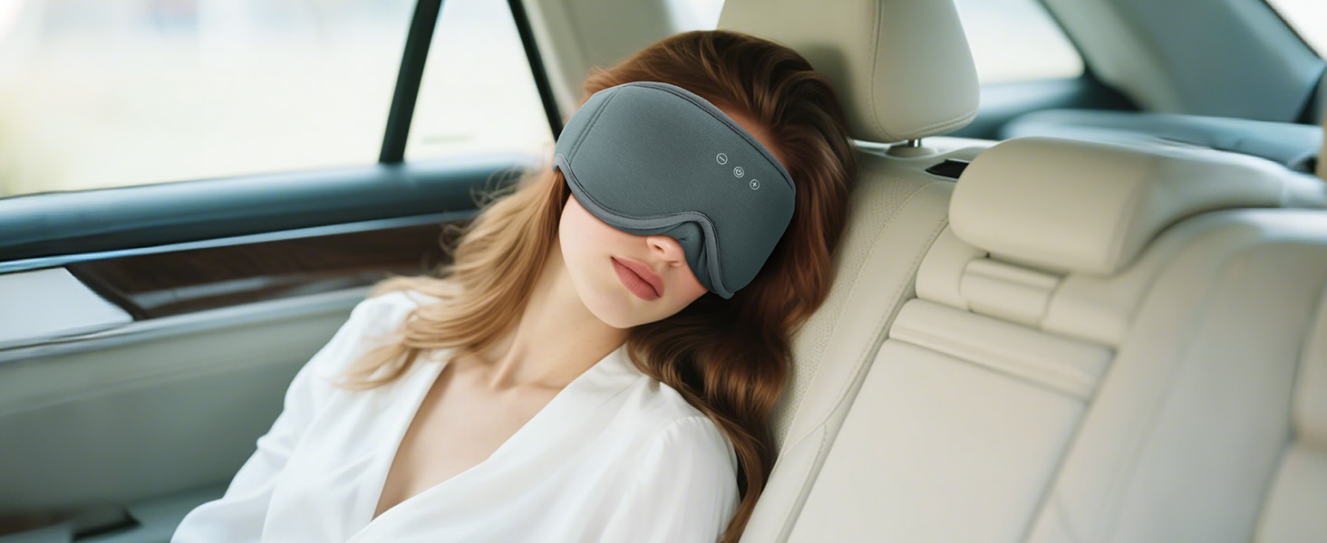 Сліп-маска з навушниками MUSICOZY з бамбука та бавовни, Bluetooth v5.4, 3D, для тих, хто спить на боці, з мікрофоном, сірий колір