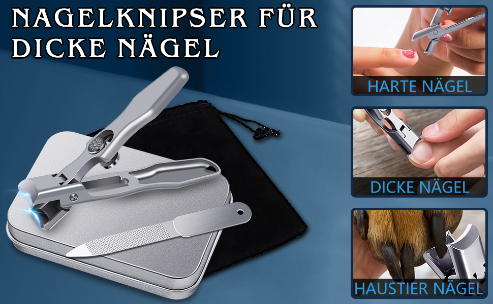 Професійний нігтеріз з контейнером для сміття, DRMODE широким ротом для товстих нігтів, з нержавіючої сталі, для чоловіків